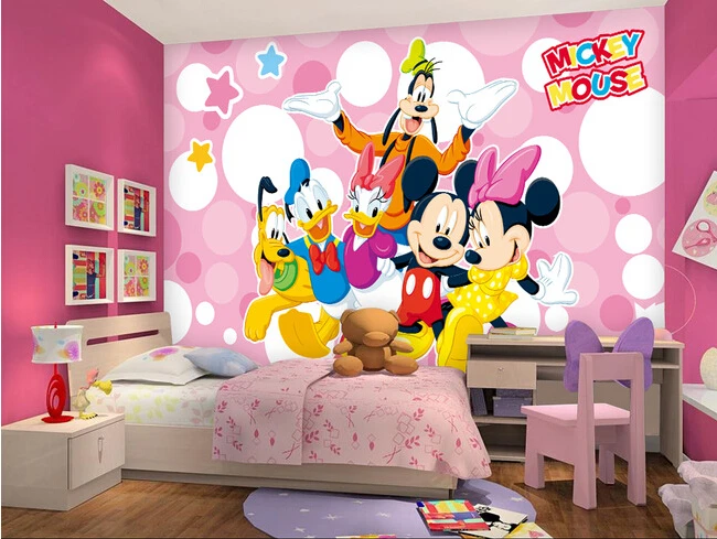カスタム Papel デ Parede Infantil マウス と古い アヒル の子供の部屋の男の子と女の子の寝室の壁ファブリック壁紙 Mouse Yellow Duck Housemous Aliexpress