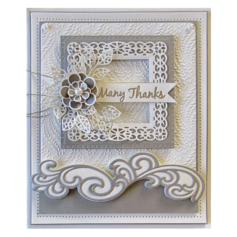 

Lace Flower Square Metal Cutting Dies for Scrapbooking DIY Album Embossing Folder Paper Card Cake Maker Template Decor Stencils
