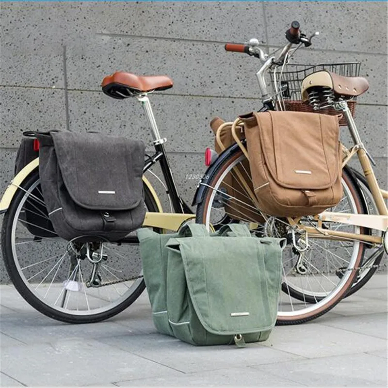 ROSWHEEL 20L Retro Canvas Bicycle Carrier Bag Rear Rack Trunk Bike