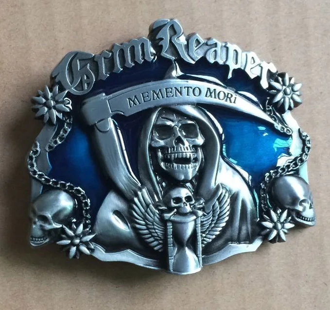 

Grim Reaper Memento Mori Skull Belt Buckle