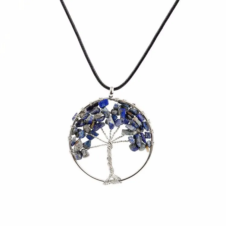 Женское Радужное ожерелье с кулоном из 8 чакр, аметист, дерево жизни, кварцевые фишки, ожерелье с кулоном, мульти дерево мудрости, натуральный камень, ожерелье