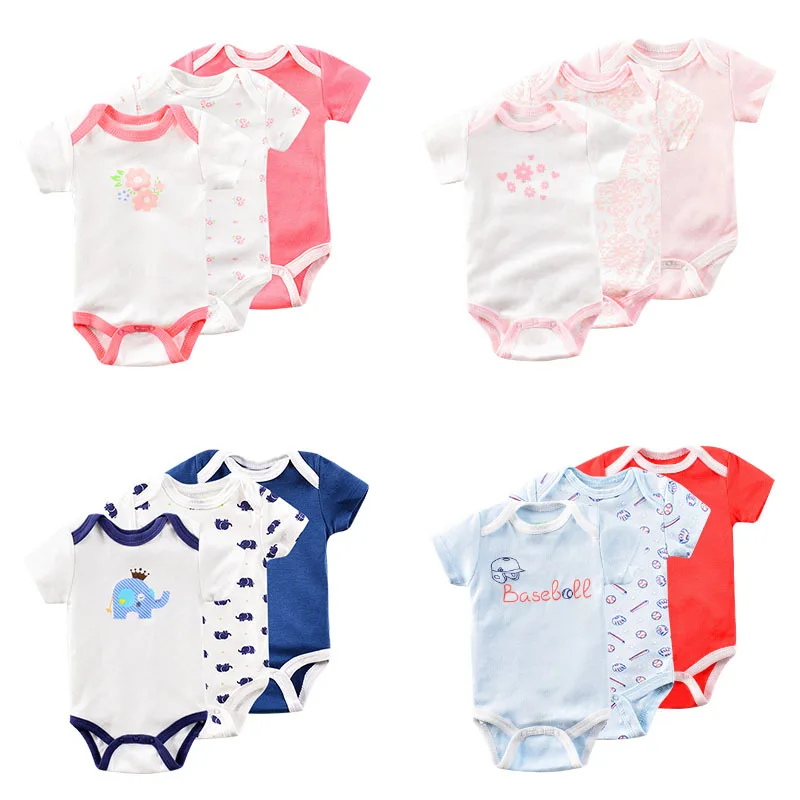 

3PCS/lot 2019 Girl Clothes Baby Rompers Newborn Cotton Baby Boy Clothes Jumpsuit Ropa bebe Short Sleeve Newborn 0-12M
