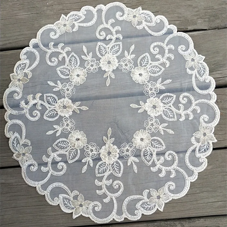 Вышивка Настольный Коврик салфетки кружевной коврик Crochet Doilies чашки костер кружка подставки Чай подставка, обеденный 42 см круглый кухонная салфетка-подставка