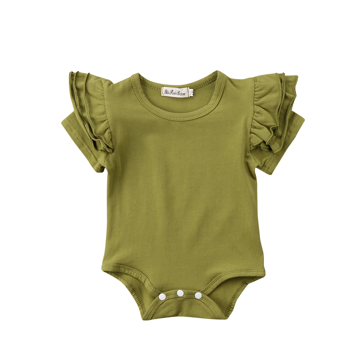 Одежда для новорожденных девочек; Ползунки с оборками и короткими рукавами; комбинезон; sunsuit; одежда От 0 до 2 лет; одежда для малышей - Цвет: Зеленый