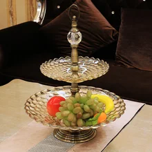 Двухслойная стеклянная ваза для фруктов простая креативная гостиная журнальный столик украшение многослойная Фруктовая тарелка LO94422