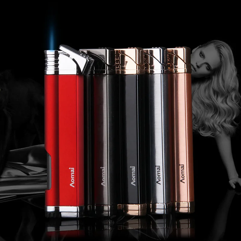 

Jet Torch Turbo Lighter Gas Windows Compact Pipe Lighter Strip Windproof Metal Cigar Lighter 1300 C Butane No Gas