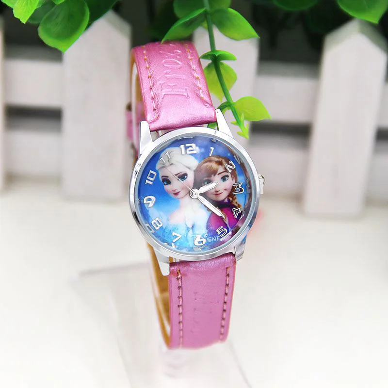 

Cartoon Children Watch Princess Elsa Anna Kids Watches Fashion Girl Kid Student Clock Child Leather Sports Analog Wrist watches