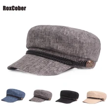 RoxCober летняя Военная Кепка для мужчин и женщин льняная Плоская верхняя армейская шляпа ретро Студенческая Солнцезащитная шапочка, кепка козырьки