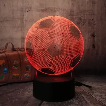 

3D Football Soccer LED Home Decoration Kid Sleep Lamp Touch Sensor Night Light Madrid Fans lamp 7 Color Chang Desk Sleep Lamp