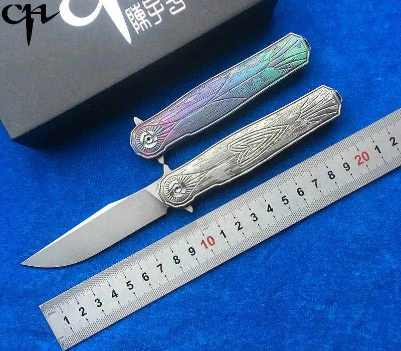 

CH 3505 Flippe folding knife bearings s35vn steel TC4 titanium handle outdoor camping hunting pocket fruit knife EDC tools