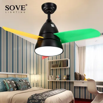 

SOVE Modern LED 36 Inch Kids Ceiling Fans With Lights Bedroom Child Ceiling Fan Children 220 Volt Fan Lamp Ventilador De Techo