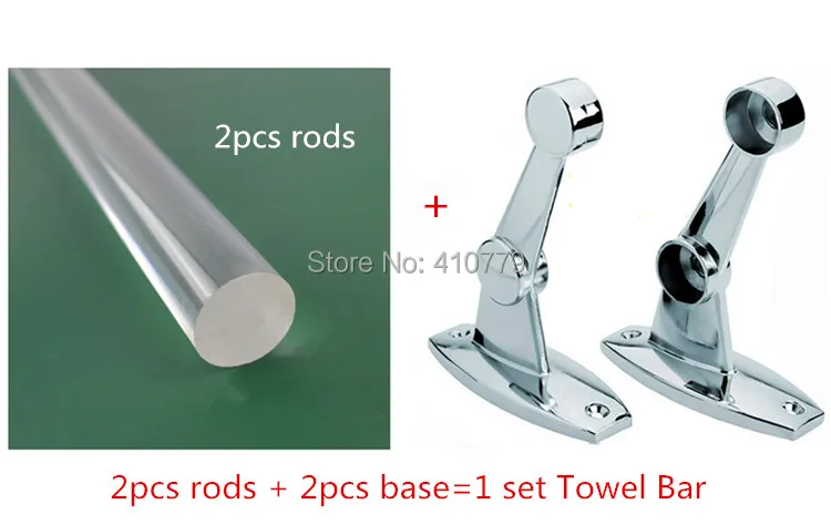 Double towel bars half pass plastic acrylic clear rod zinc-alloy chrome