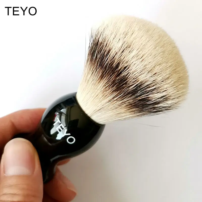 TEYO оригинальная супер кисть из серебристого барсучьего волоса щетка для бритья волос из смолы ручка с подарочной коробкой идеально подходит для влажного бритья бритва с двойным лезвием