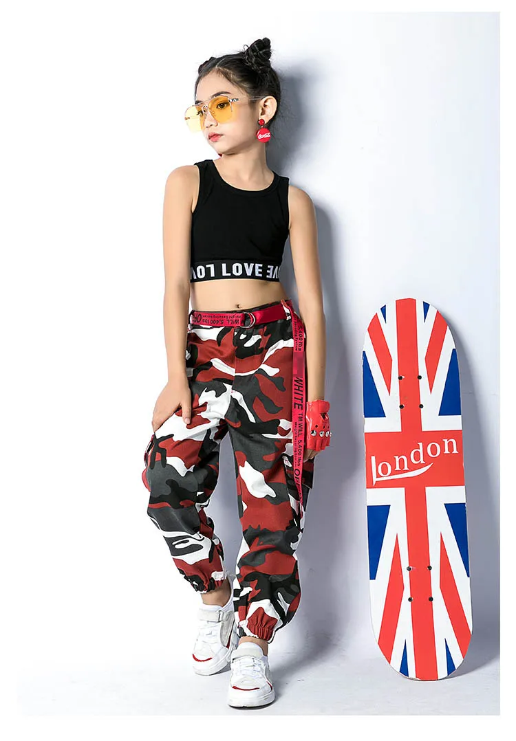 red black white camo pants