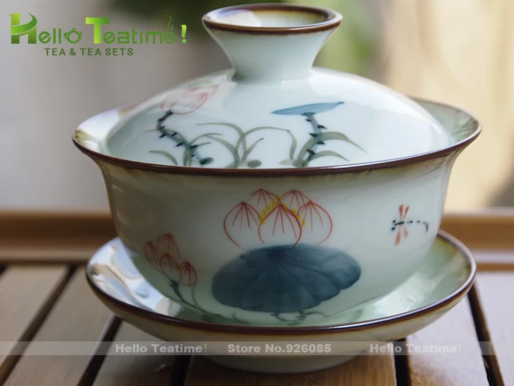 [HT!] 120ml handpainted ceramic teapot kung fu gaiwan porcelain teapot jing de zhen hand painted lotus flower gongfu teapots