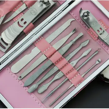 

New Professional 12pcs/bag Manicure Set With A Bag Stainless Steel Nail Clippers Scissors Tweezer Knife Ear Pick
