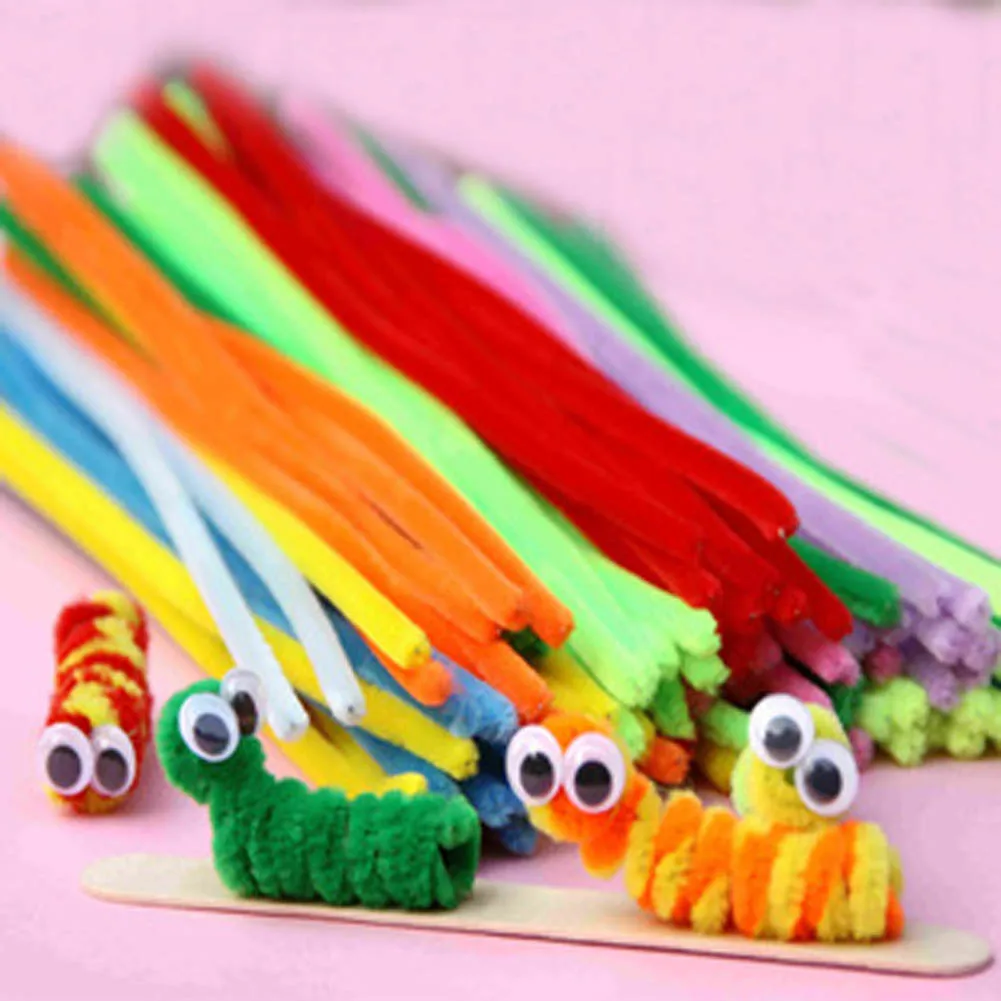 95PCS Multicolor baby educational toys DIY toy handmade art Toy materials shilly-stick Plush Stick Toys for Children