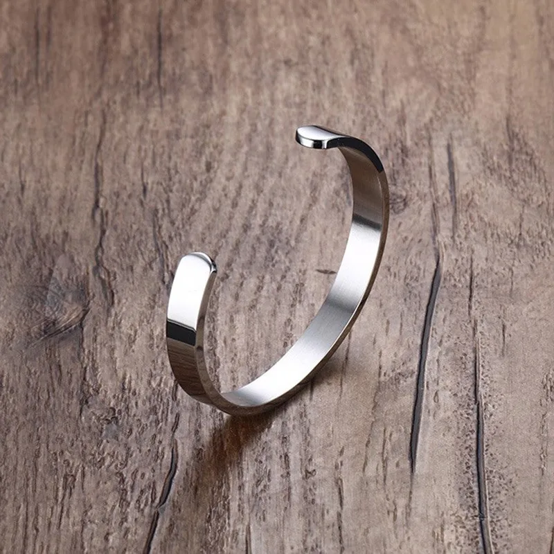 Metal Bracelet Stainless Steel Bracelet ZORCVENS Women and Men 8mm Width Surface Bracelet Bangle 4 Color Silver Gold Black Rose Gold