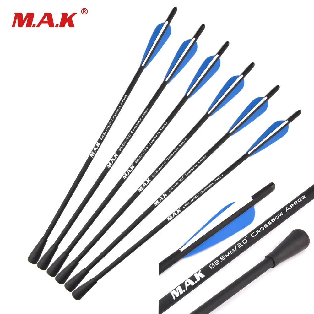 

6/12/24/36 Pcs Mix Carbon Crossbow Arrow 20 Inches Diameter 8.8mm with Rubber Arrow Point for Archery Hunting Shooting