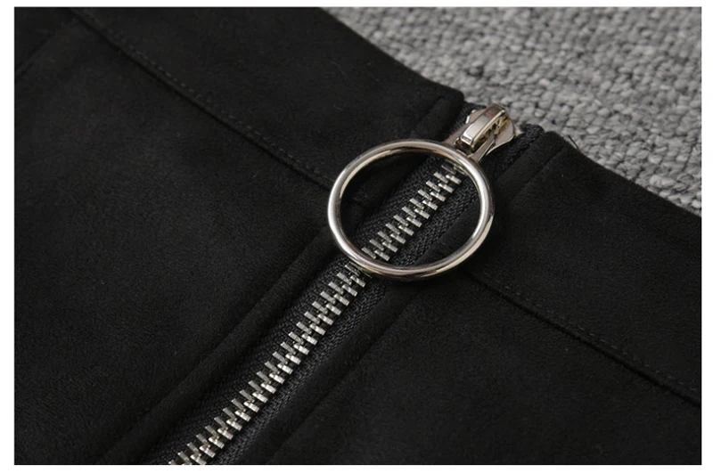New Autumn And Winter Plus Velvet Women Skirt Front Zipper Short Leather High Waist Women Skirt Club Winter Casual Skirt D8A134 (6)