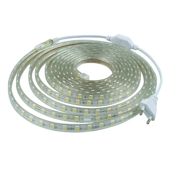 

1m 220V led strip 5050 60led/m IP67 Waterproof led flexible tape light with EU power plug White/Warm white/Green/Blue/Red