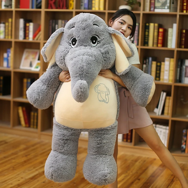 Giant plush Elephant toys Grey Stuffed Big flappy ears Long plush elephant Animal toys for Children Christmas gift for Children