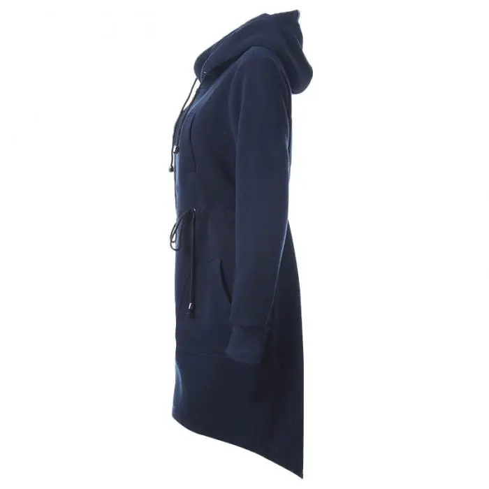 Женское осенне-зимнее пальто, Повседневная Длинная куртка на молнии с капюшоном, толстовки, верхняя одежда TT@ 88