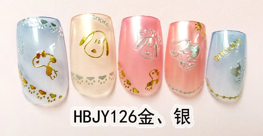 

Newest 5 sheet 12 type Golden Nail Stickers Designs Gummed 3D Nail Art Stickers Decals Makep Art Decorations HBJY121-132