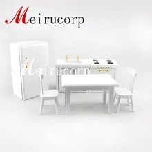 Макеты кукольного домика Кухня комплект газовая плита+ раковина+ холодильник+ стол+ 2 шт. стул