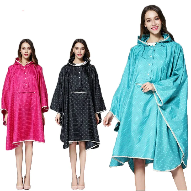 Buy Fashion Hooded Couple Travel/Bike Rain Poncho Dot