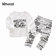 Kimocat High Quality Long Sleeve Autumn Spring Baby Boy Clothes Girls Clothing Set 2pcs Shirt+Pants Baby Cotton Pajamas Suits girls clothing set pink velvet cashmere suit set long sleeve pullover pants sportswear baby girls sports clothes active suits