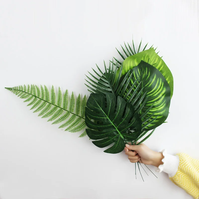 

New 1PC Artificial Fake Plant Silk Palm Monstera Leaves Plant for Wedding Party Home Decoration DIY Photography Props Background