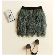 Юбка из страусиных перьев, винтажное однотонное короткое платье, платье феи, цельная сексуальная юбка для танцев, настоящее перо