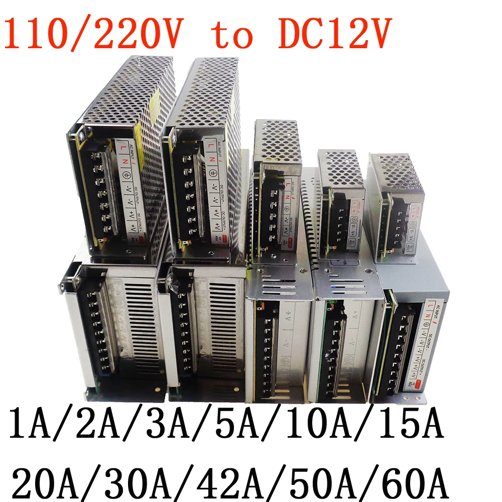 Питание трансформатор AC100-240V к DC12V светодио дный драйвер 1A 2A 3A 5A 10A 15A 20A 30A 40A 50A 60A Светодиодные ленты/адаптер питания