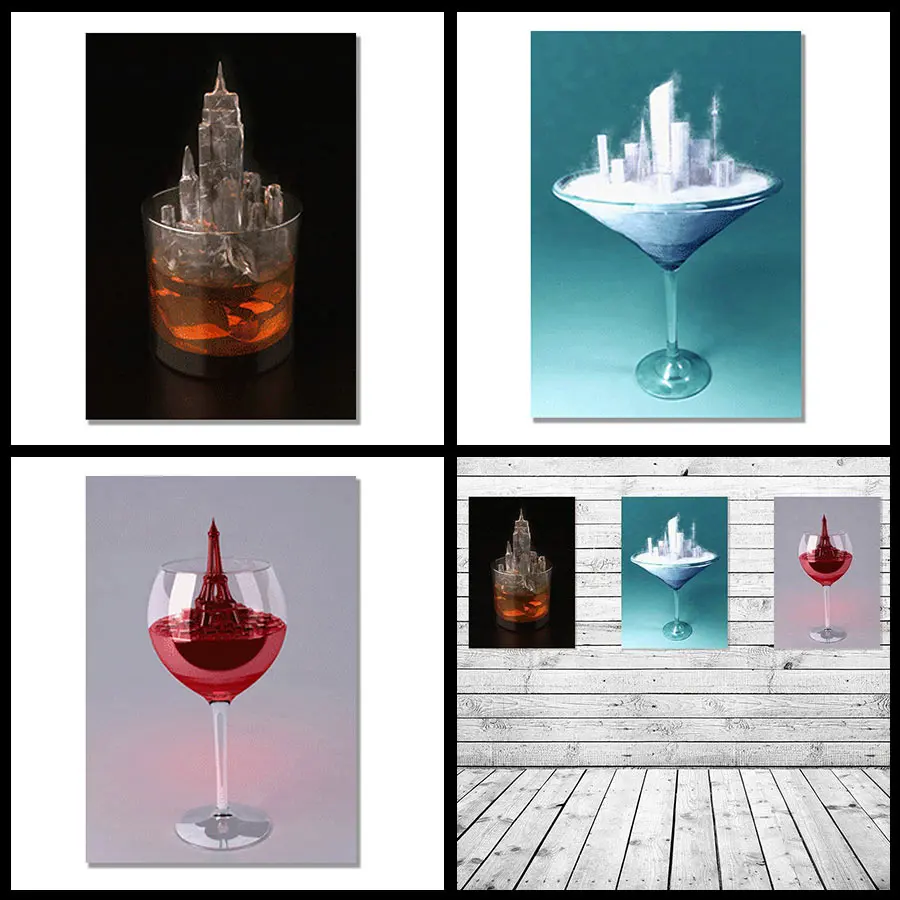 Ice Sculptures In Teacups HD Print Canvas Paintings Wall Artwork Prints Picture Home Decor for Living Room | Дом и сад