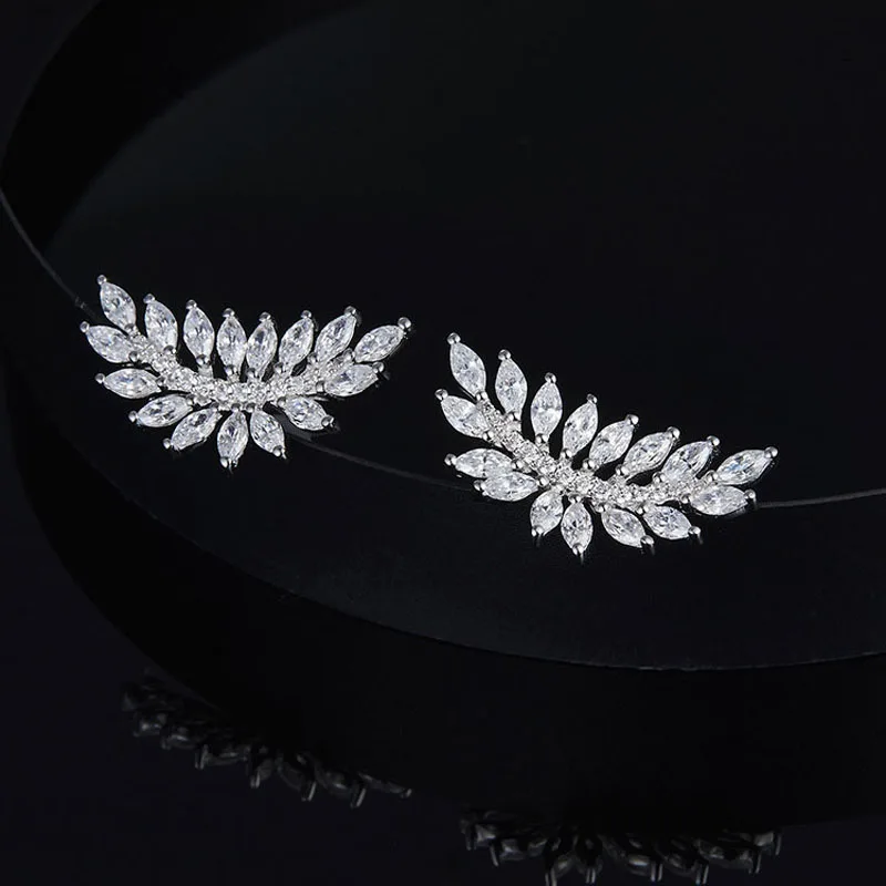 SLJELY бренд стерлингового серебра 925 пробы Роскошные AAA кубического циркония оливковые серьги в виде листьев женские модные праздничные украшения для свадебной вечеринки