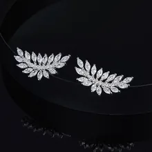 SLJELY бренд стерлингового серебра 925 пробы Роскошные AAA кубического циркония оливковые серьги в виде листьев женские модные праздничные украшения для свадебной вечеринки
