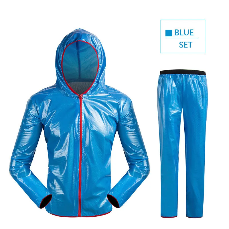 Водонепроницаемая велосипедная Джерси с длинным рукавом, плащ, ветровка, дождевик, ветрозащитная велосипедная одежда, MTB, мужская, женская велосипедная куртка - Цвет: Blue set
