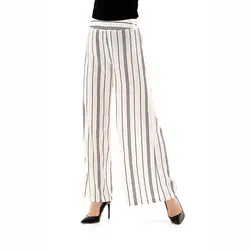 Apperloth Классическая талия широкие штаны Для женщин брюки 2018 High Street Элегантный абрикос черный в полоску длинные свободные брюки палаццо S-XL