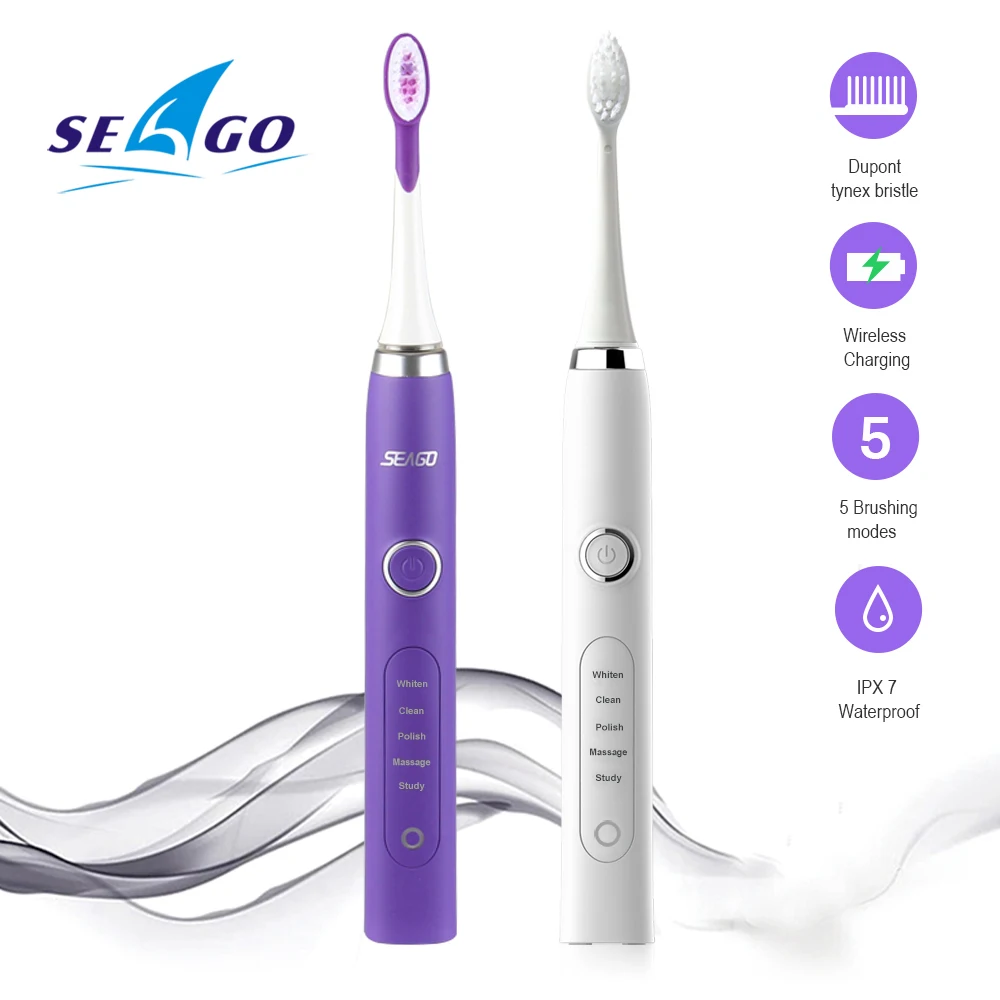 

Seago 986 Electric Toothbrush for Adults escova de dente Deep Clean Teeth 3 Brush Heads Dental Care Black Friday best brush