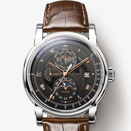 LOBINNI الرجال Fshion ورق 50 متر للماء الأعمال التلقائي الميكانيكية ساعة معصم مع العالم الوقت أسبوع تاريخ الشمس ليلة الطلب-الفضة LOBINNI الرجال Fshion ورق 50 متر للماء الأعمال التلقائي الميكانيكية ساعة معصم مع العالم الوقت أسبوع تاريخ الشمس ليلة الطلب-الفضة