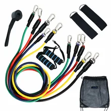 Resistance Bands 11pc Set with Door Anchor, Ankle Straps, Foam Handles & Resistance Band Carrying Case Fitness Workout