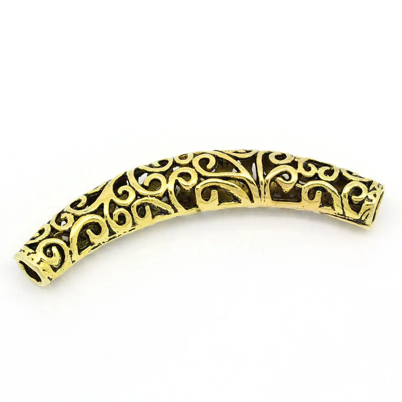 

DoreenBeads Zinc metal alloy Spacer Beads Tubes golden Tone Flower HollowAbout 6.6cm(2 5/8")x 12mm,Hole:Approx 5.2mm-6mm,1 Piece