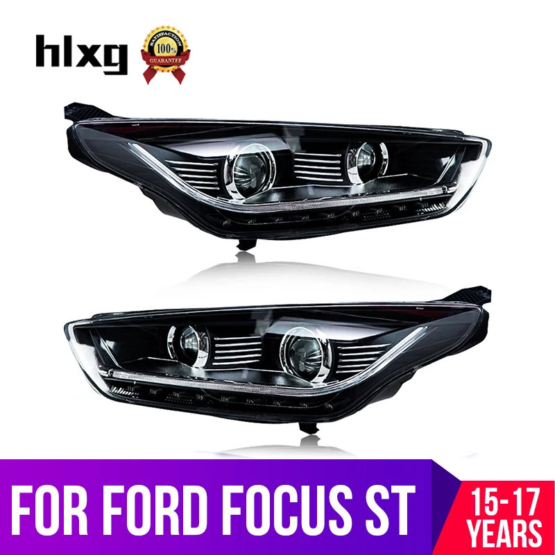 Hlxg светодиодный фары в сборе для Ford Focus ST 2015 2016 2017 HID галогенные лампы подсветка