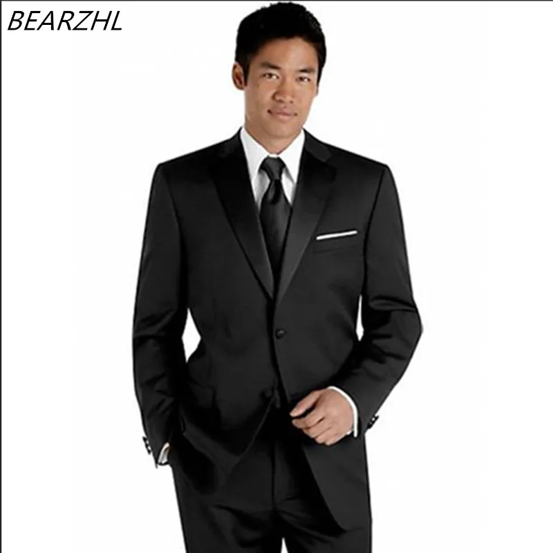 Заказ костюм мужской для смокинг жениха для свадьбы одежда для выпускного черный изготовление под заказ костюм 2016