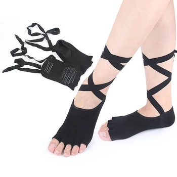

1Pair Non Slip Yoga Socks for Women, Toeless Anti-Skid Pilates, Barre, Ballet, Bikram Workout Socks with Straps