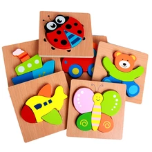Детские 3D головоломки деревянные игрушки мультфильм Животные/трафика Пазлы Монтессори Развивающие игрушки для детей учебно-методических пособий