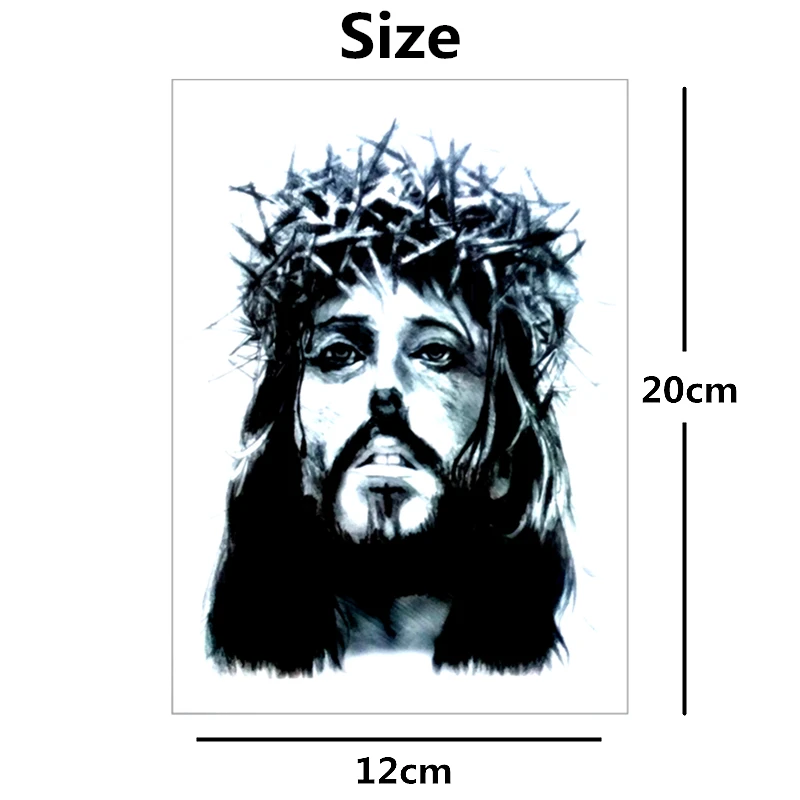 Nu-TATY Jesus с короной шипов Временные татуировки боди-арт флеш тату наклейки 21*15 см водостойкое тату хна поддельные