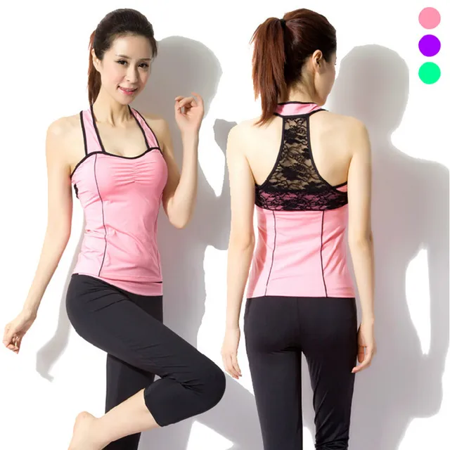 Sport Yoga Set Women Lace Yoga Clothes High Quality Fitness Clothing