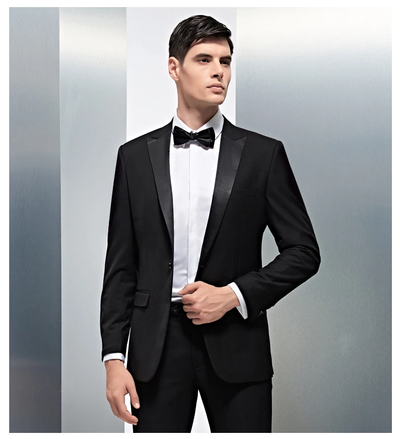 Classic Black Wedding Suits 2 Pieces Groom Tuxedos Business Evening Party Suits Bespoke for Men Slim Fit Suits Shawl Collar